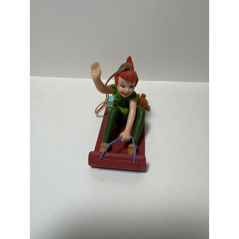 Vintage 1998 Disney Peter Pan on Sled Christmas Ornament with Box 26231 122